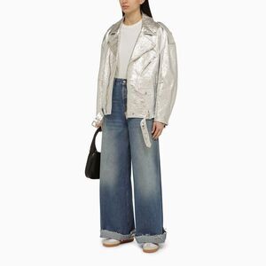 HALFBOY Women's Metallic Moto Jacket Women SILVER Coats & Jackets